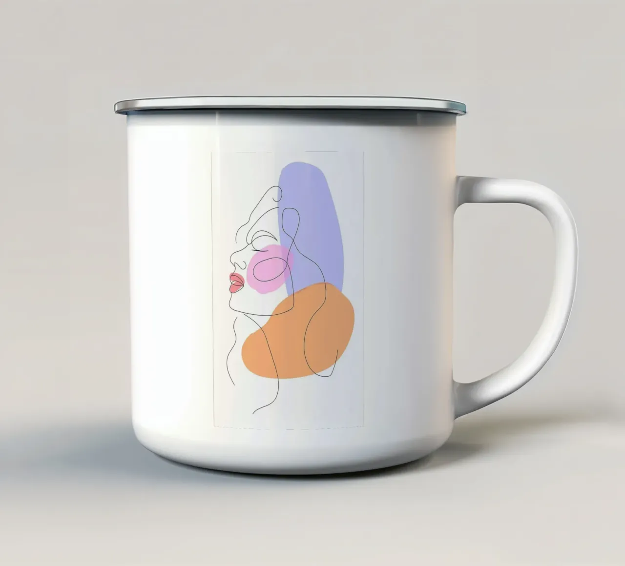 Ritratto in linea a pastello tazza in smalto da Ken Kelly