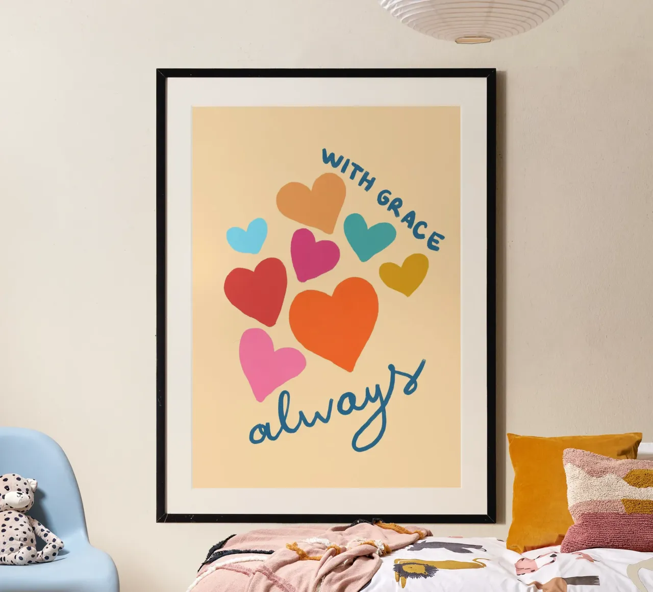 With Grace Always, Colorful Heart Christian Art Print (Avec la grâce toujours, cœur coloré) poster de vintagepod