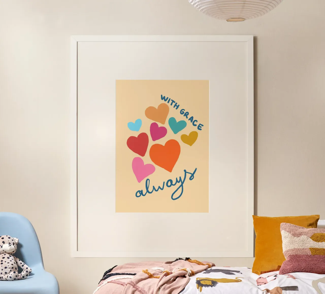 With Grace Always, Colorful Heart Christian Art Print (Avec la grâce toujours, cœur coloré) poster de vintagepod