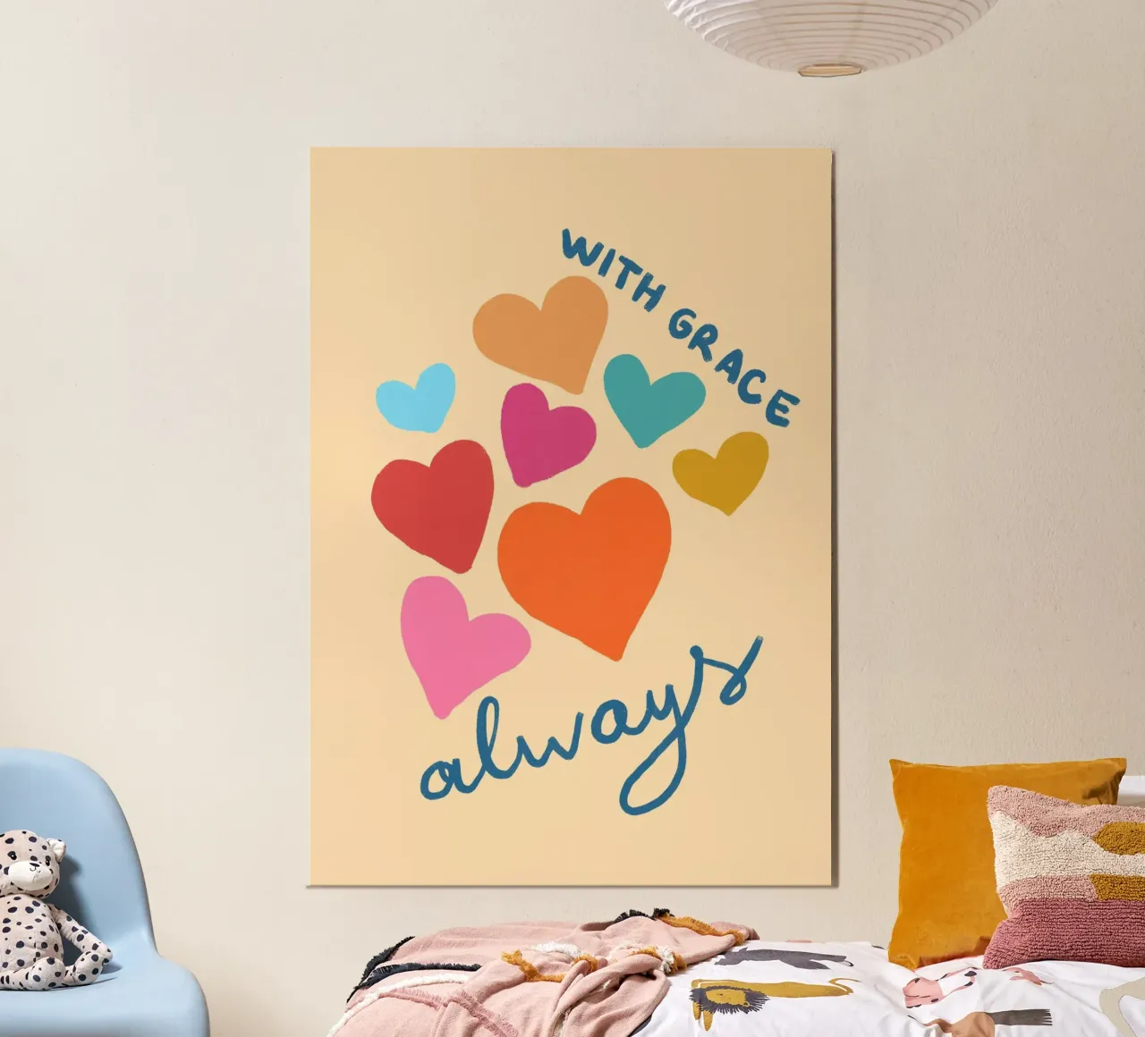 With Grace Always, Colorful Heart Christian Art Print (Avec la grâce toujours, cœur coloré) poster de vintagepod