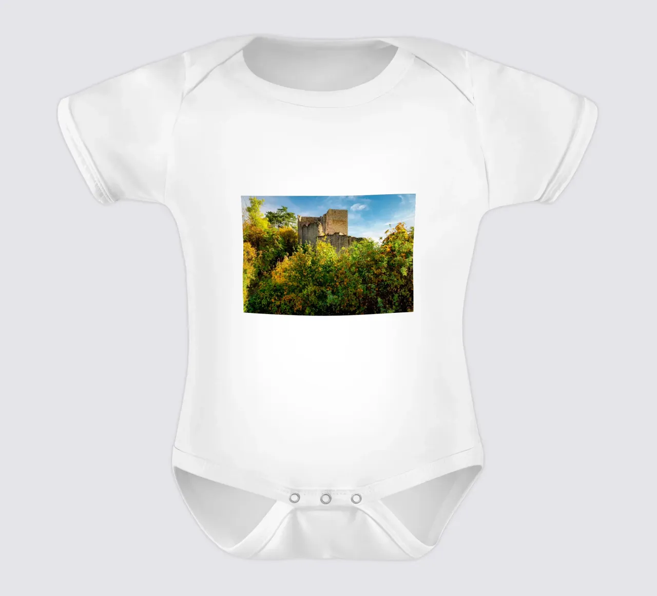 Ruins of Lobdeburg Castle short-sleeve baby romper by Marcus Beckert | Fotografie
