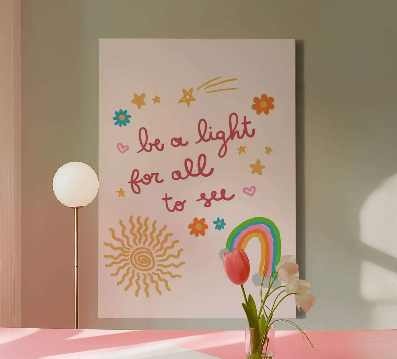 Be a Light, Boho Christian Wall Art Print canvas with Floater frame by vintagepod