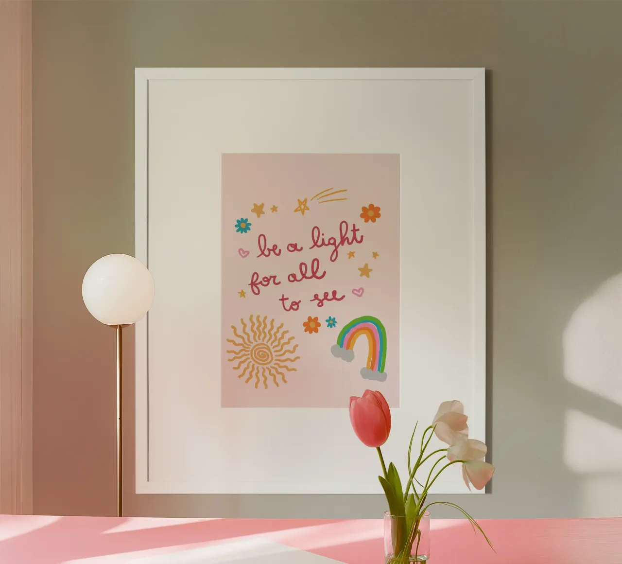 Be a Light, Boho Christian Muurkunst Print poster van vintagepod