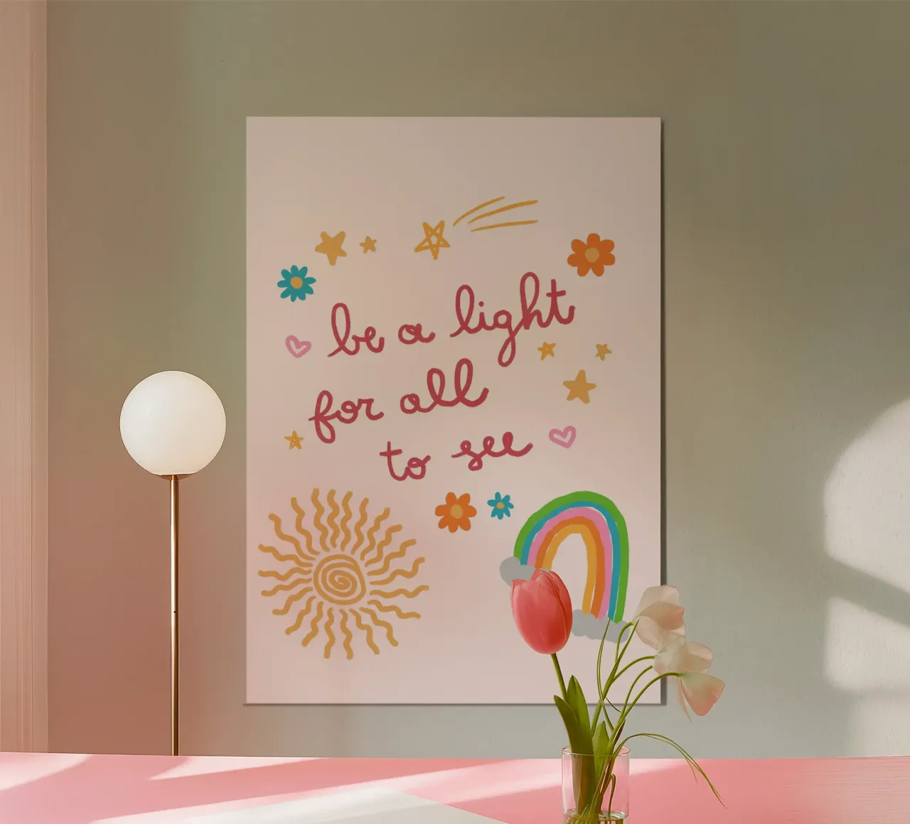 Be a Light, Boho Christian Muurkunst Print poster van vintagepod