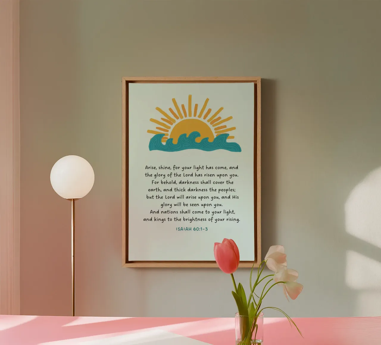 Jesaja 60:1-3 Arise, Shine Scripture Wall Art Print Leinwand mit Schattenfugenrahmen von vintagepod