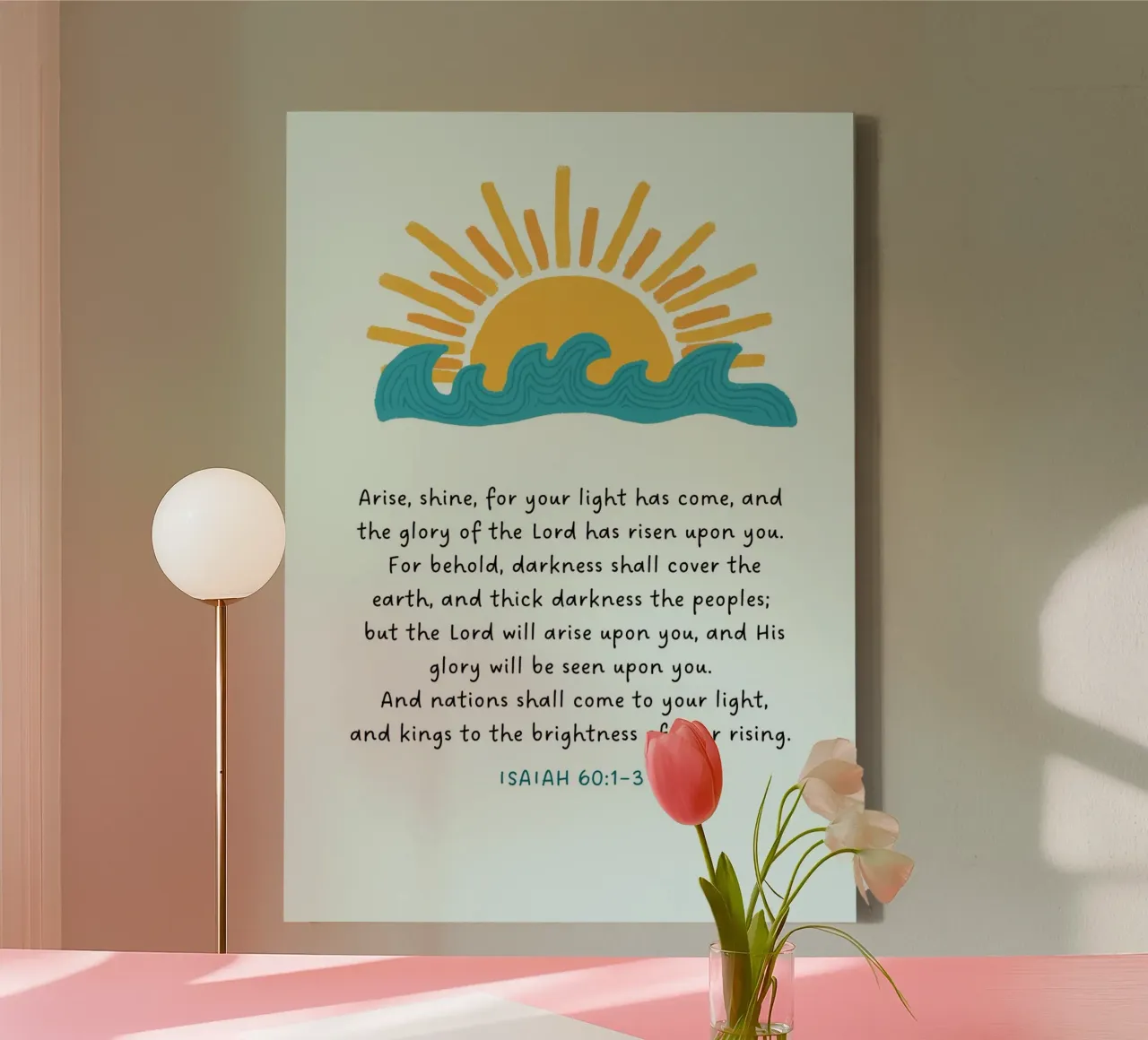 Jesaja 60:1-3 Arise, Shine Scripture Wall Art Print Leinwand mit Schattenfugenrahmen von vintagepod