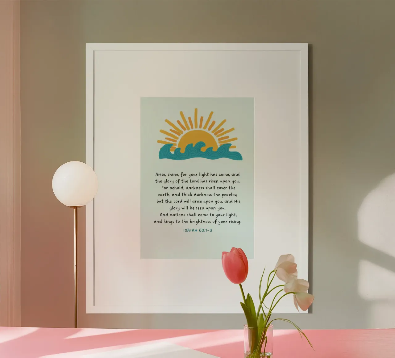 Isaia 60:1-3 - Alzati, risplendi - Stampa su muro delle Scritture poster da vintagepod