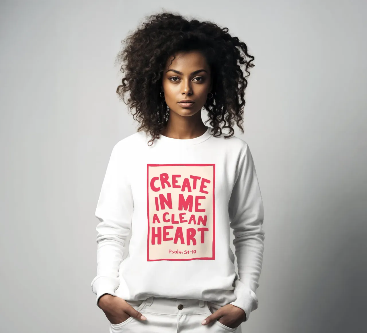 Psalm 51:10 Create in Me a Clean Heart Art Print sweatshirt by vintagepod