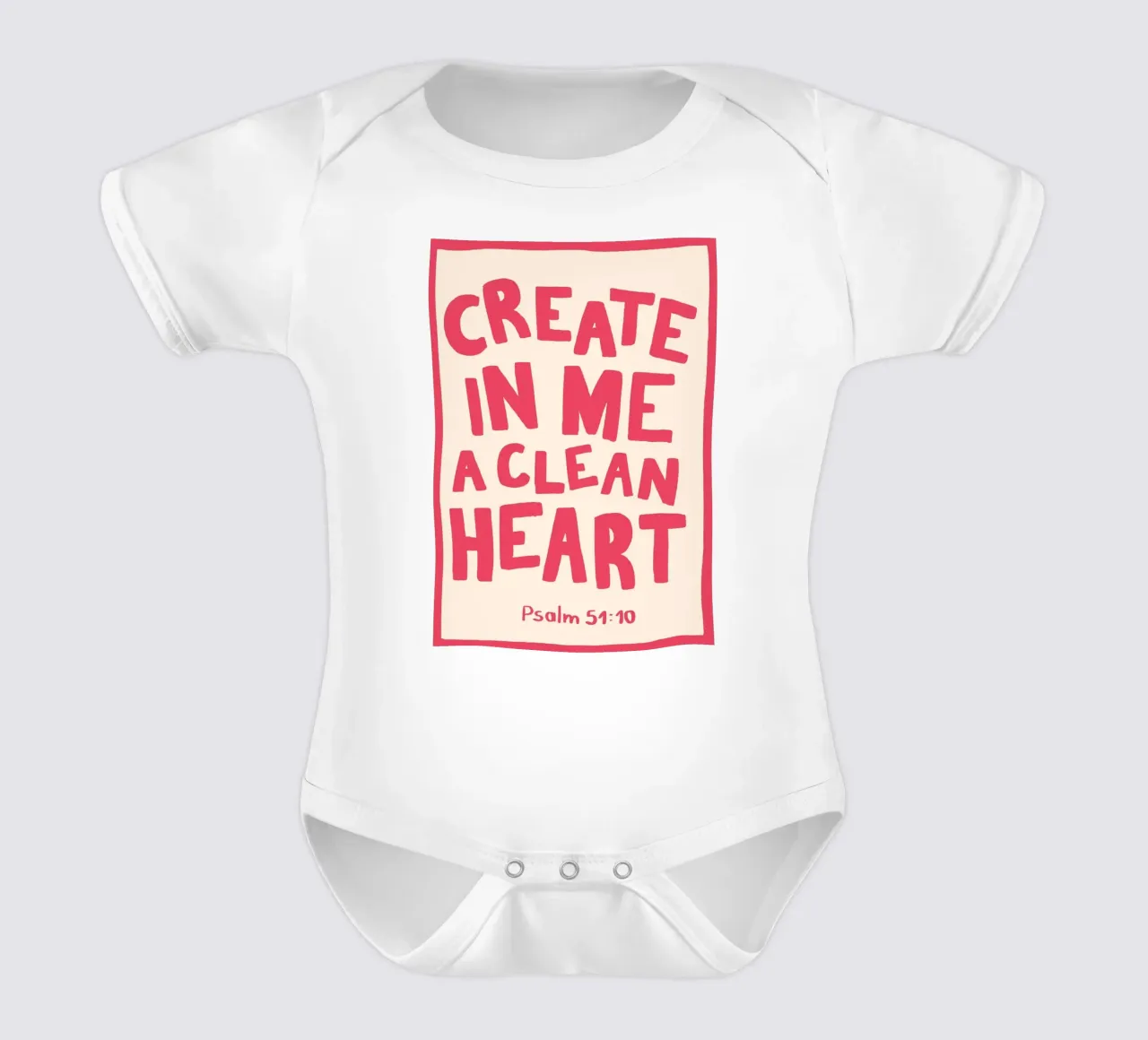 Psalm 51:10 Create in Me a Clean Heart Art Print short-sleeve baby romper by vintagepod