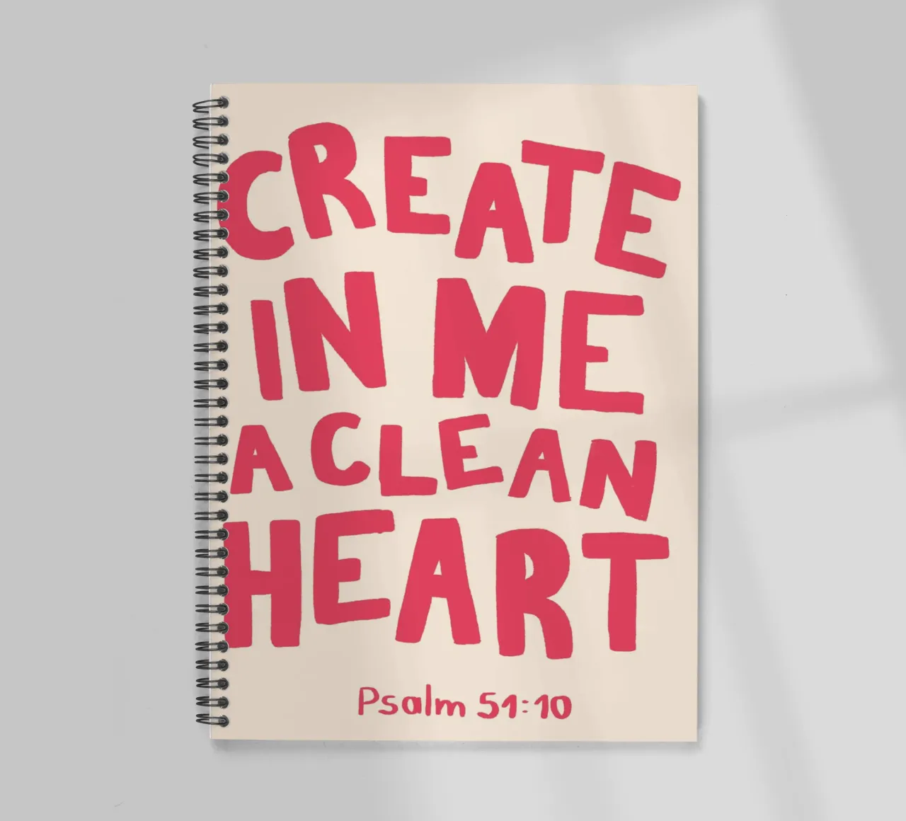 Psalm 51:10 Create in Me a Clean Heart Art Print spiral notebook by vintagepod