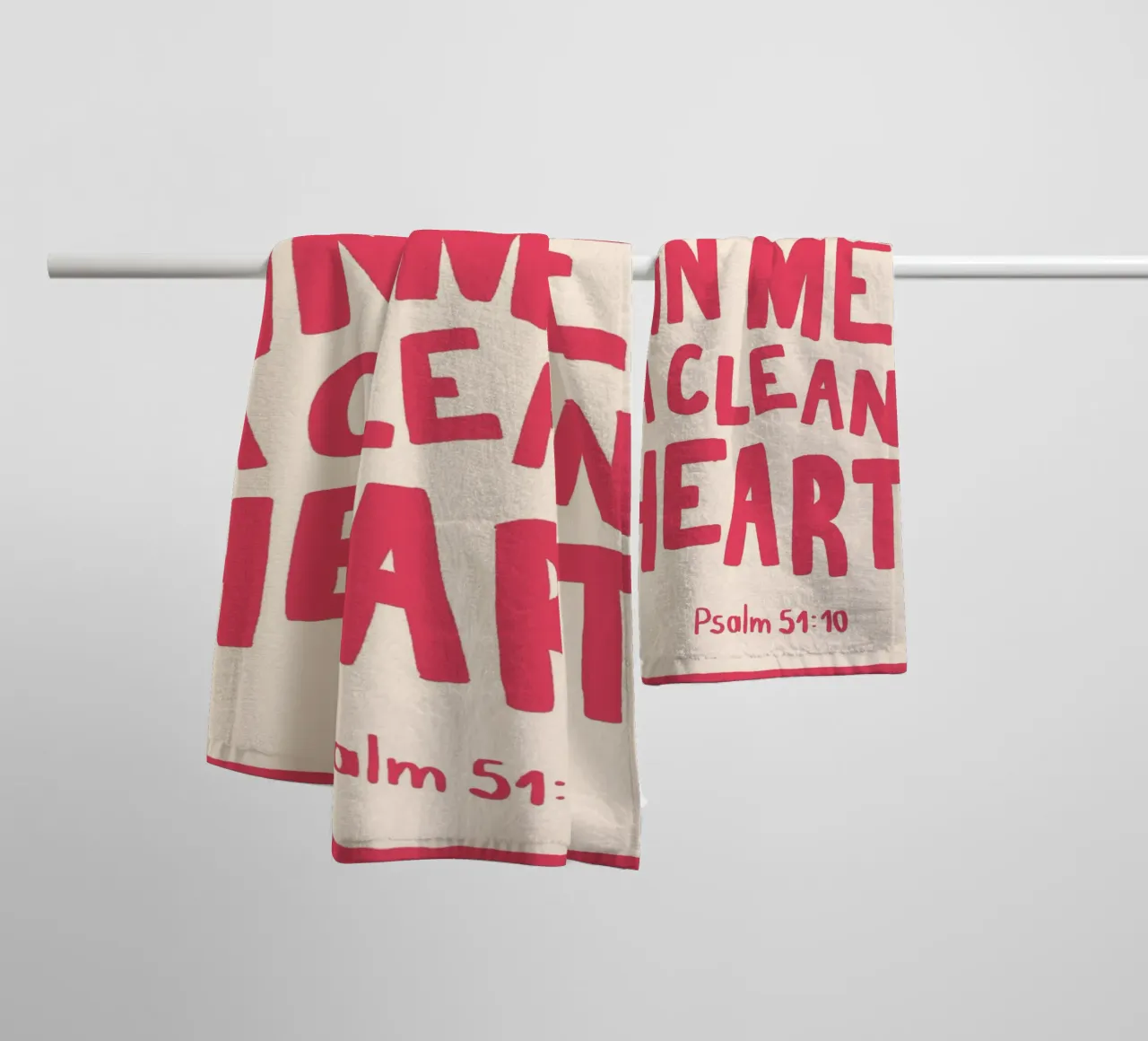Psalm 51:10 Create in Me a Clean Heart Art Print towel by vintagepod