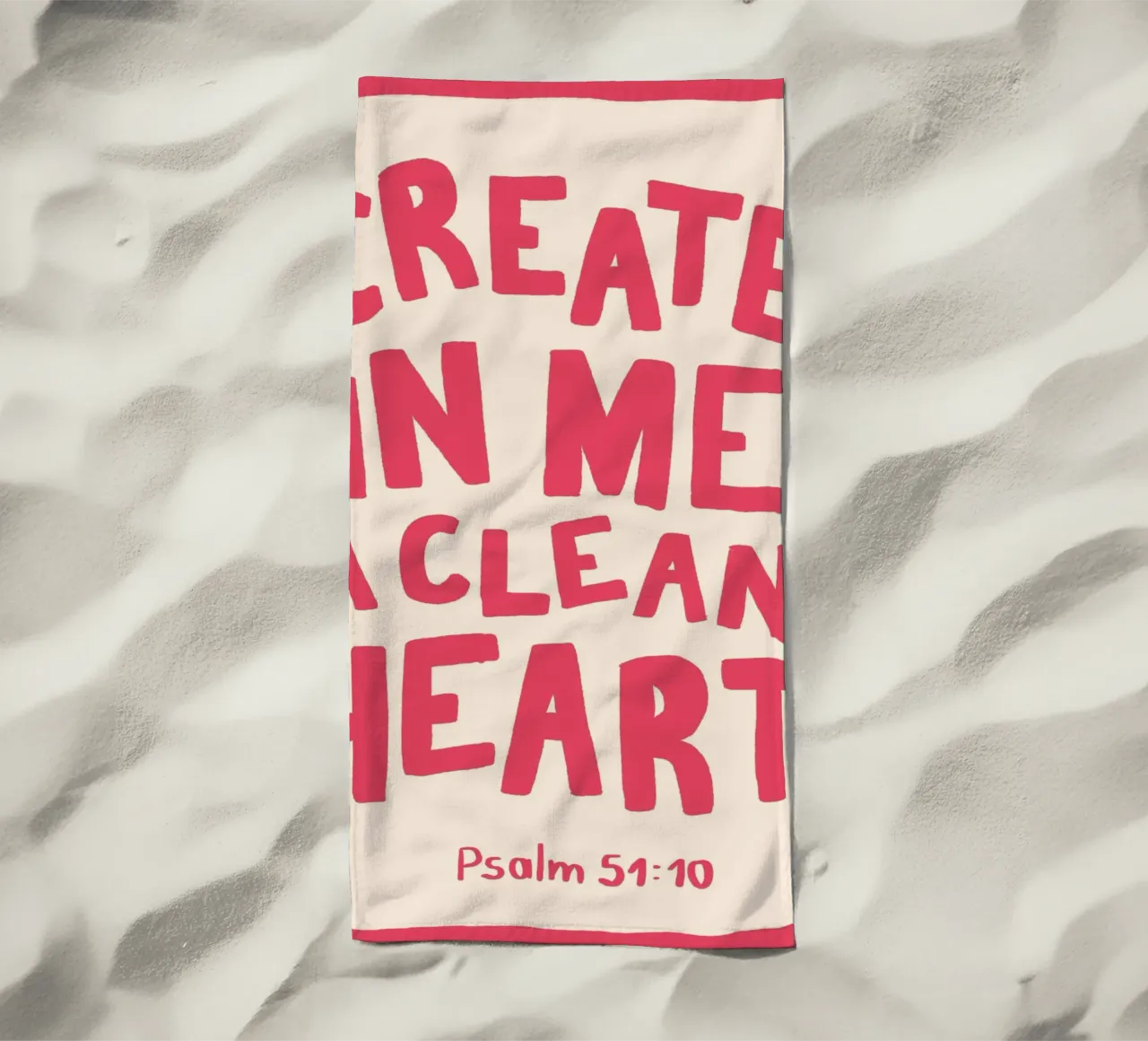 Psalm 51:10 Create in Me a Clean Heart Art Print beach towel by vintagepod