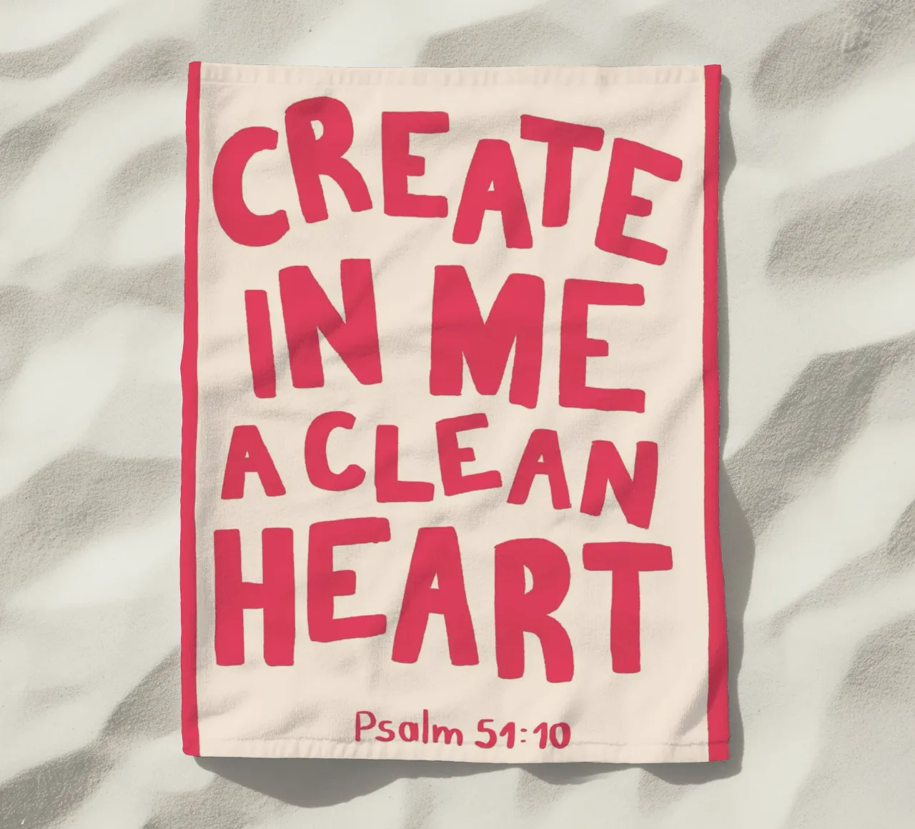 Psalm 51:10 Create in Me a Clean Heart Art Print beach towel by vintagepod