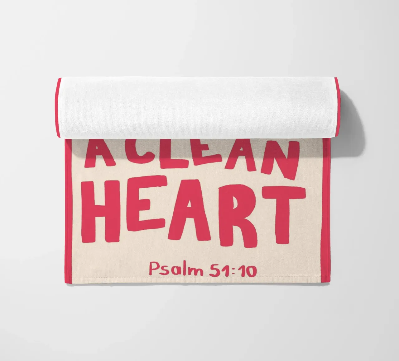 Psalm 51:10 Create in Me a Clean Heart Art Print beach towel by vintagepod