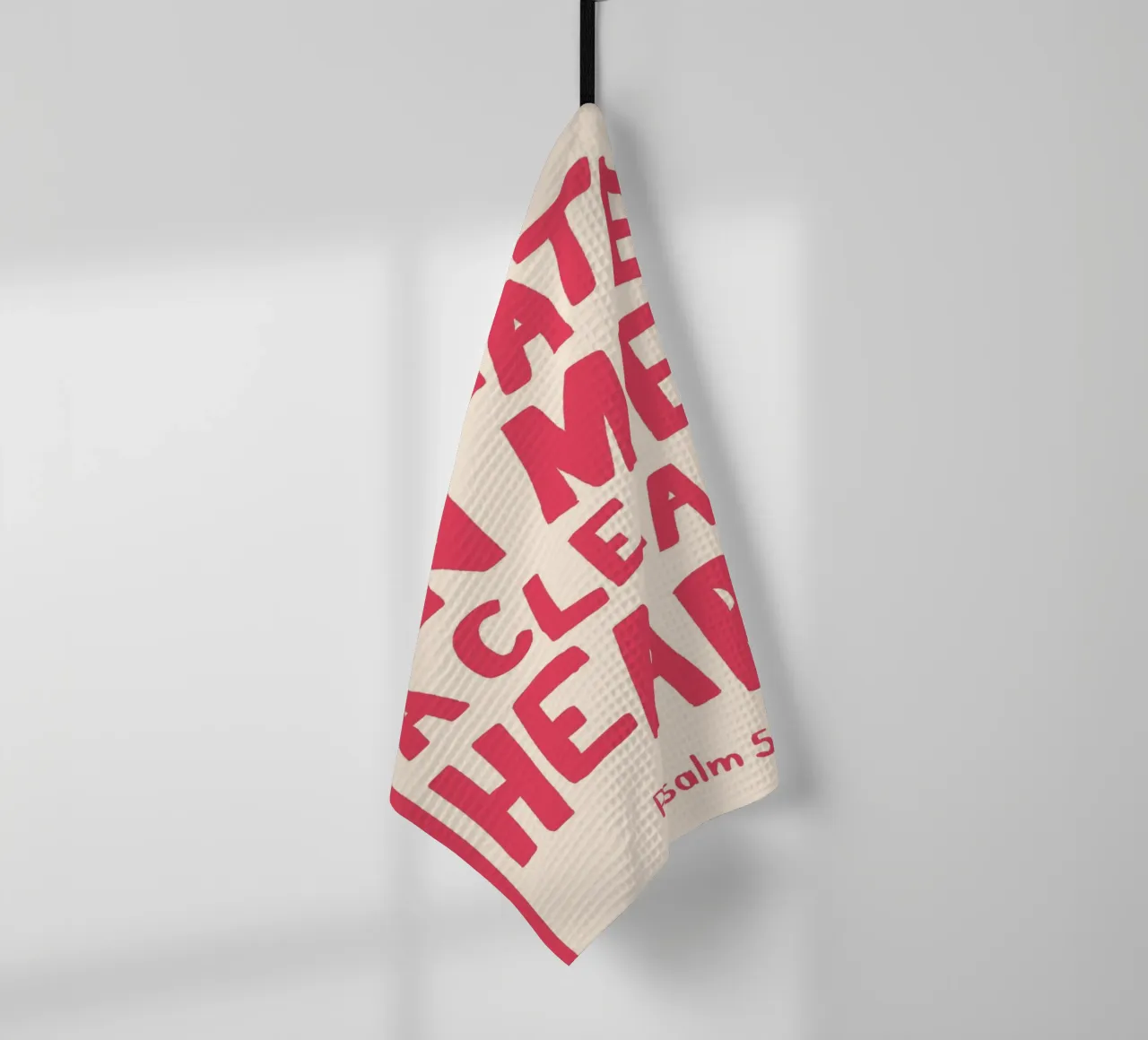 Psalm 51:10 Create in Me a Clean Heart Art Print tea towel by vintagepod