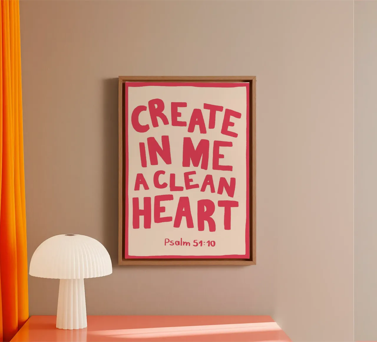 Psalm 51:10 Schep in mij een rein hart Art Print canvas met Baklijst van vintagepod