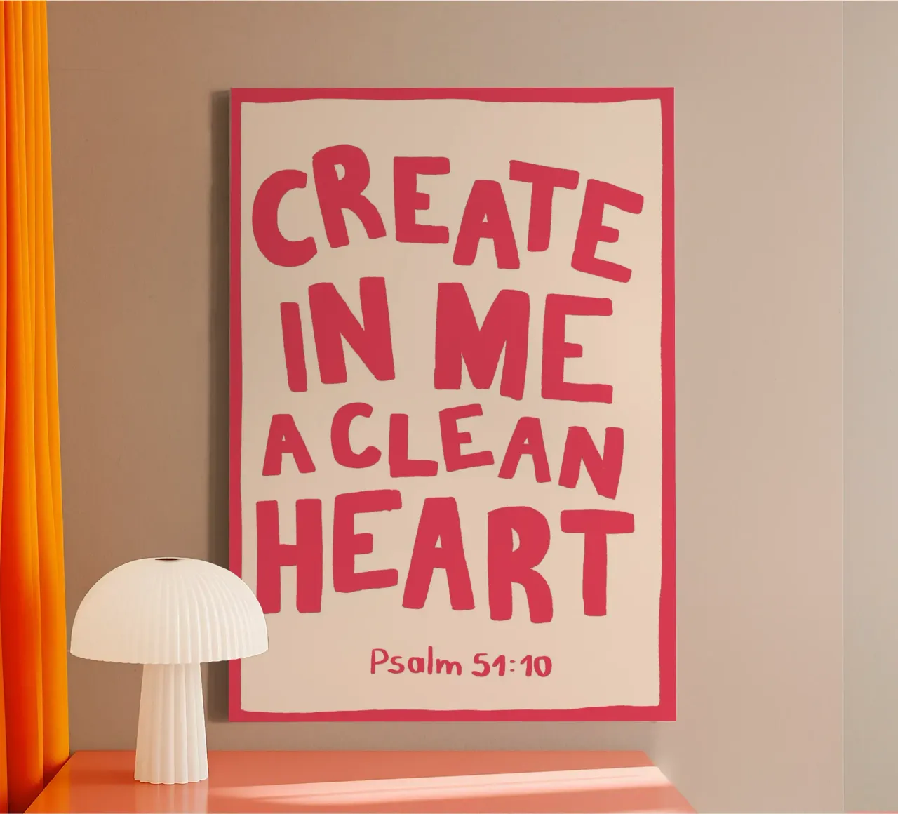 Psalm 51:10 Schep in mij een rein hart Art Print canvas met Baklijst van vintagepod