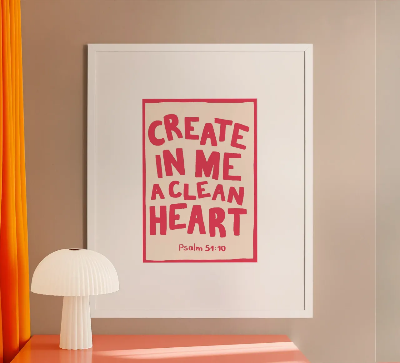 Salmo 51:10 Crea en mí un corazón limpio Impresión artística poster con marco de aluminio de vintagepod