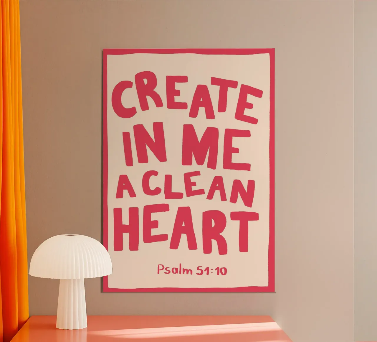 Salmo 51:10 Crea en mí un corazón limpio Impresión artística poster con marco de aluminio de vintagepod