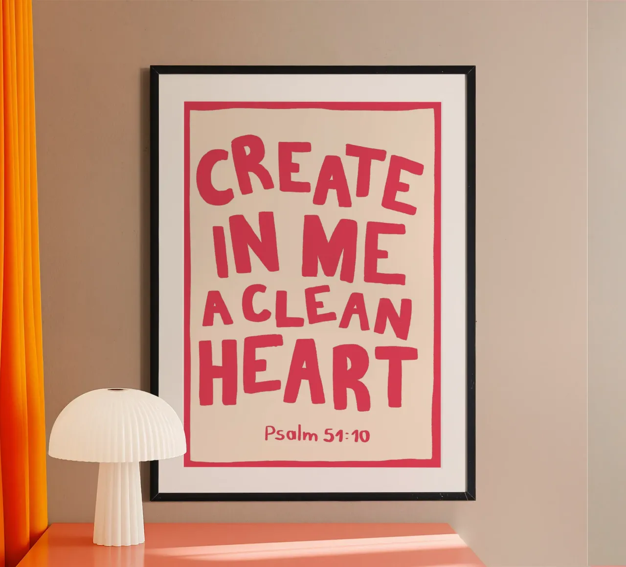 Salmo 51:10 Crea en mí un corazón limpio Impresión artística poster con marco de aluminio de vintagepod