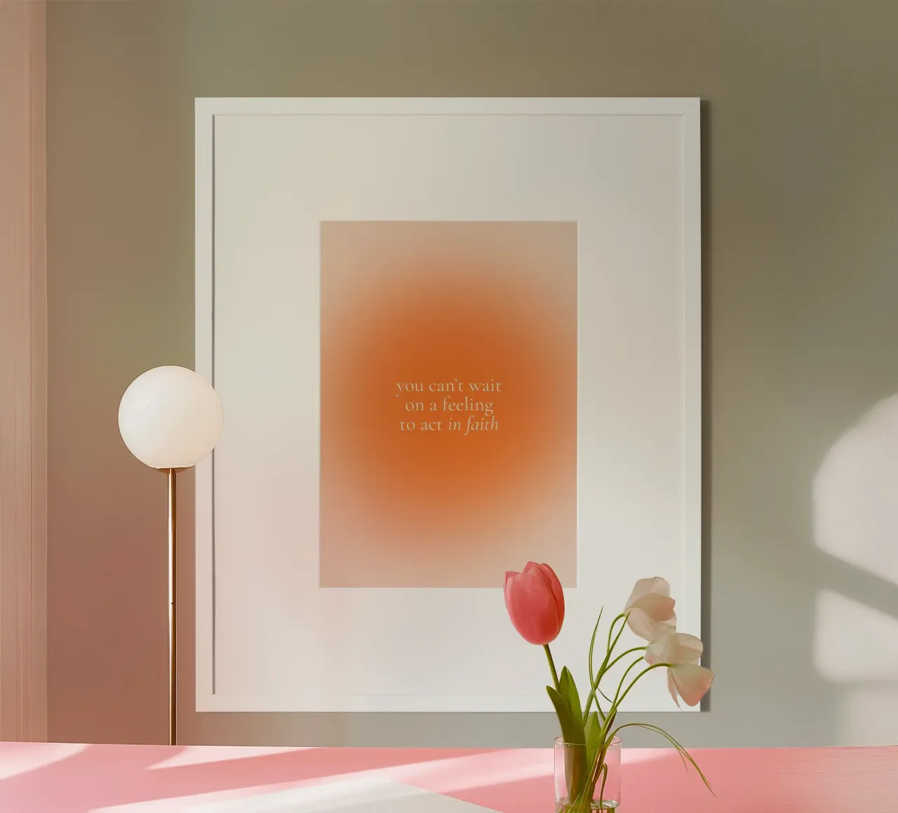 Agisci con fede, stampa d'arte cristiana minimalista a gradiente poster da vintagepod