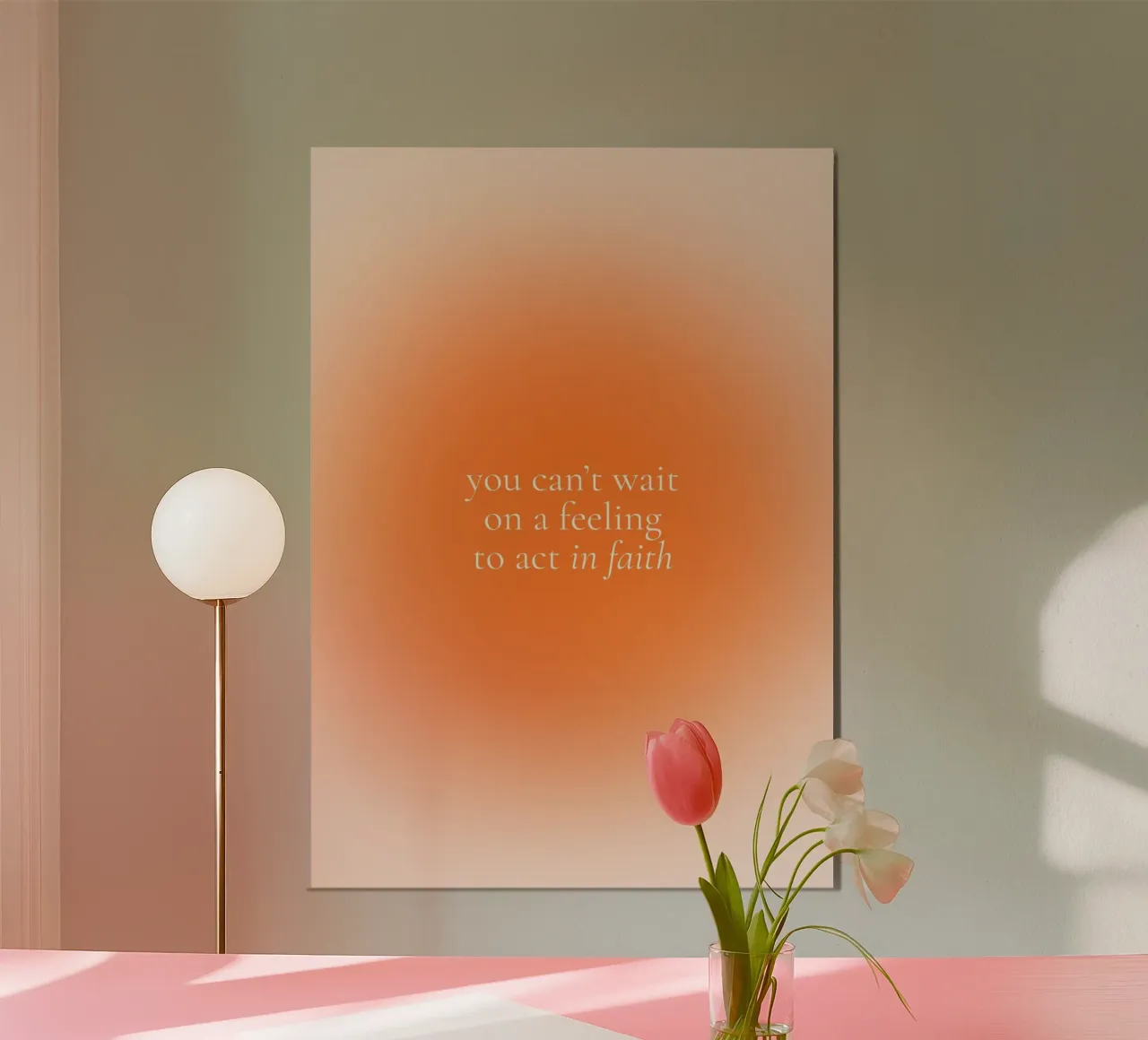 Agisci con fede, stampa d'arte cristiana minimalista a gradiente poster da vintagepod