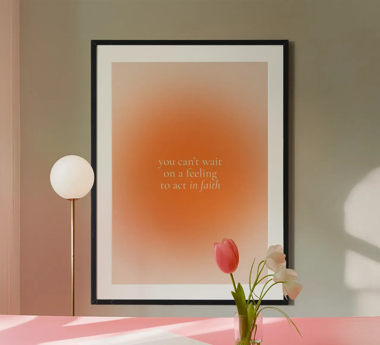 Agisci con fede, stampa d'arte cristiana minimalista a gradiente poster da vintagepod