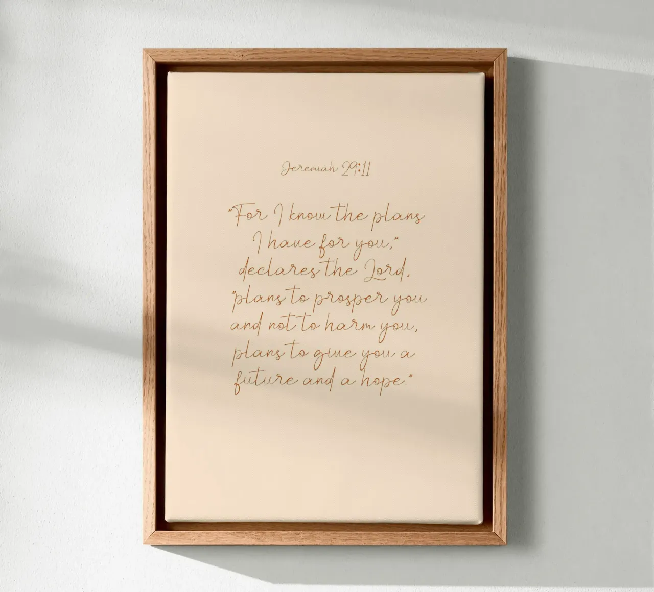 Jeremiah 29:11, Scripture Art Print, God's Plans canvas with Floater frame by vintagepod
