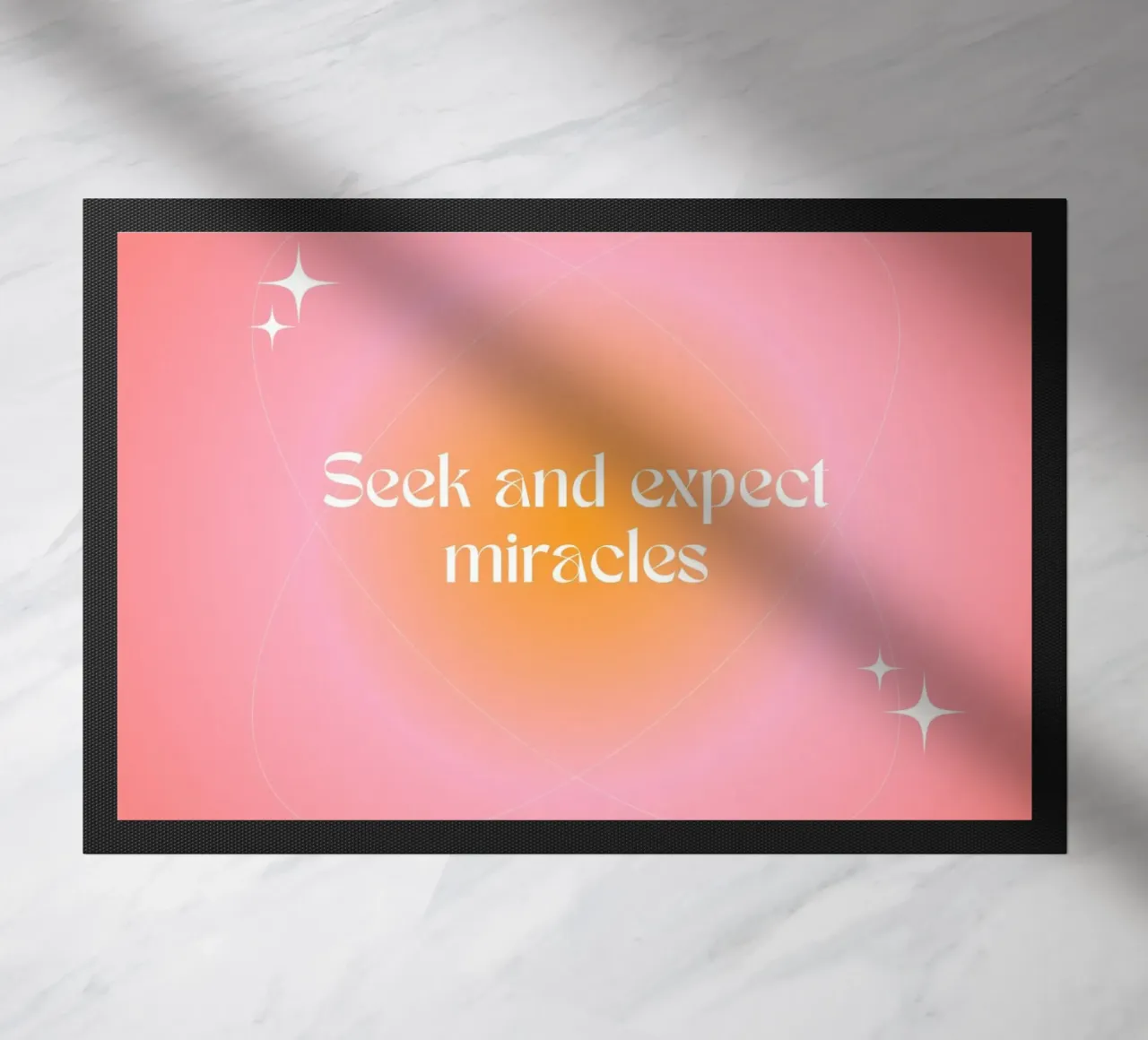 Seek and Expect Miracles, Aura Gradient Art Print doormat by vintagepod
