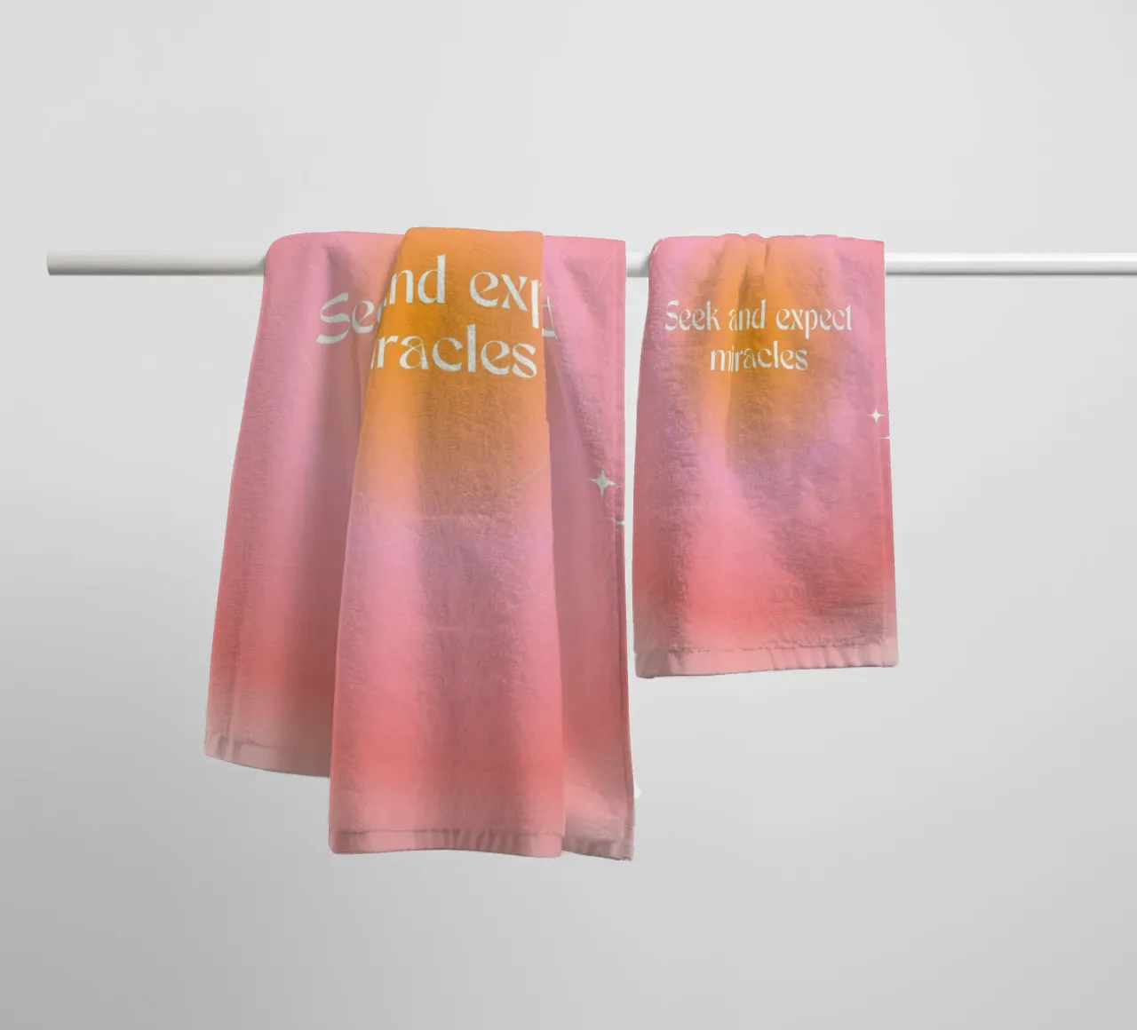Seek and Expect Miracles, Aura Gradient Art Print towel by vintagepod