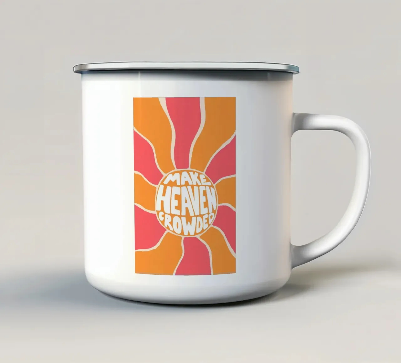 Make Heaven Crowded, Retro Christelijke Kunstdruk emaille mok van vintagepod
