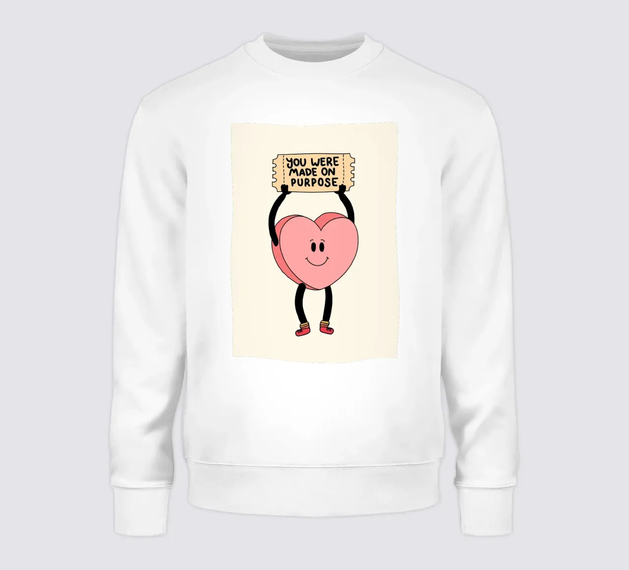 Tu as été créé dans un but précis, impression d'art avec un cœur mignon sweat de vintagepod