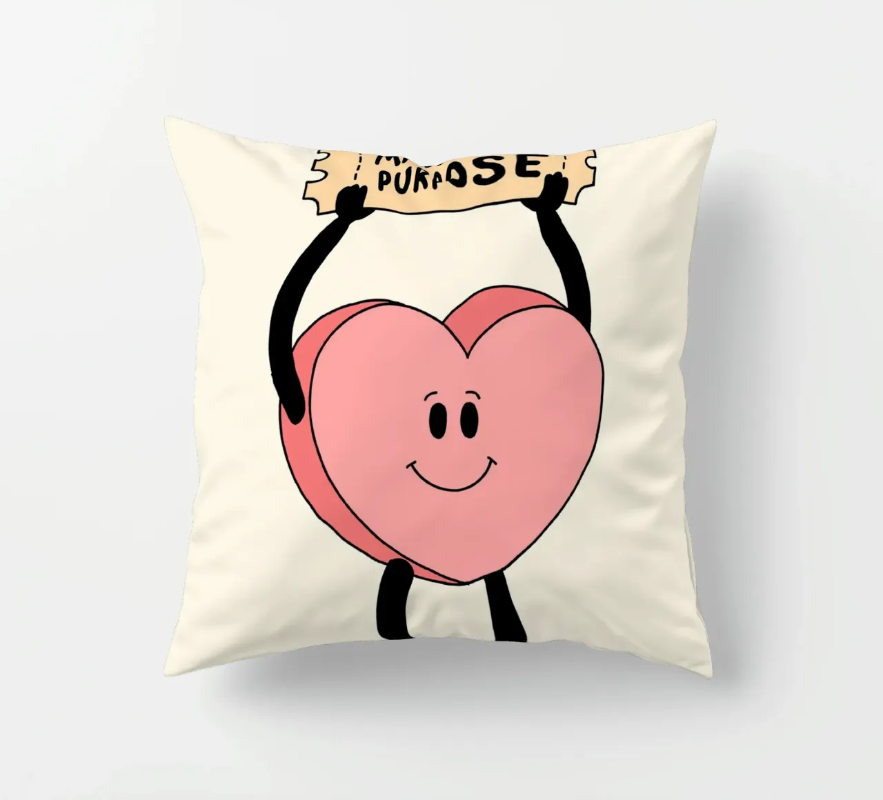 Tu as été créé dans un but précis, impression d'art avec un cœur mignon coussin de vintagepod