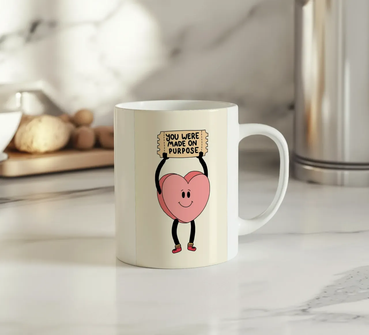Tu as été créé dans un but précis, impression d'art avec un cœur mignon mug en céramique de vintagepod
