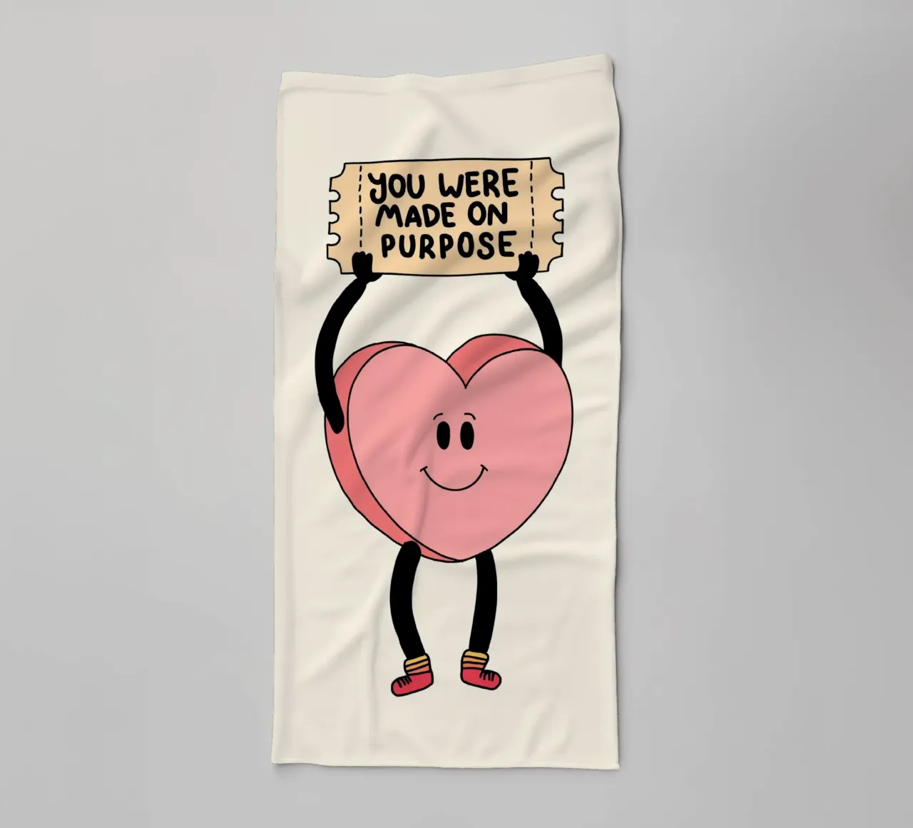Tu as été créé dans un but précis, impression d'art avec un cœur mignon serviette de bain de vintagepod