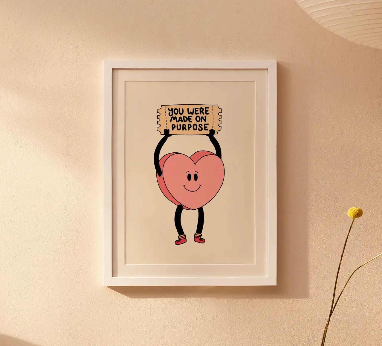 Tu as été créé dans un but précis, impression d'art avec un cœur mignon poster avec cadre en bois de vintagepod
