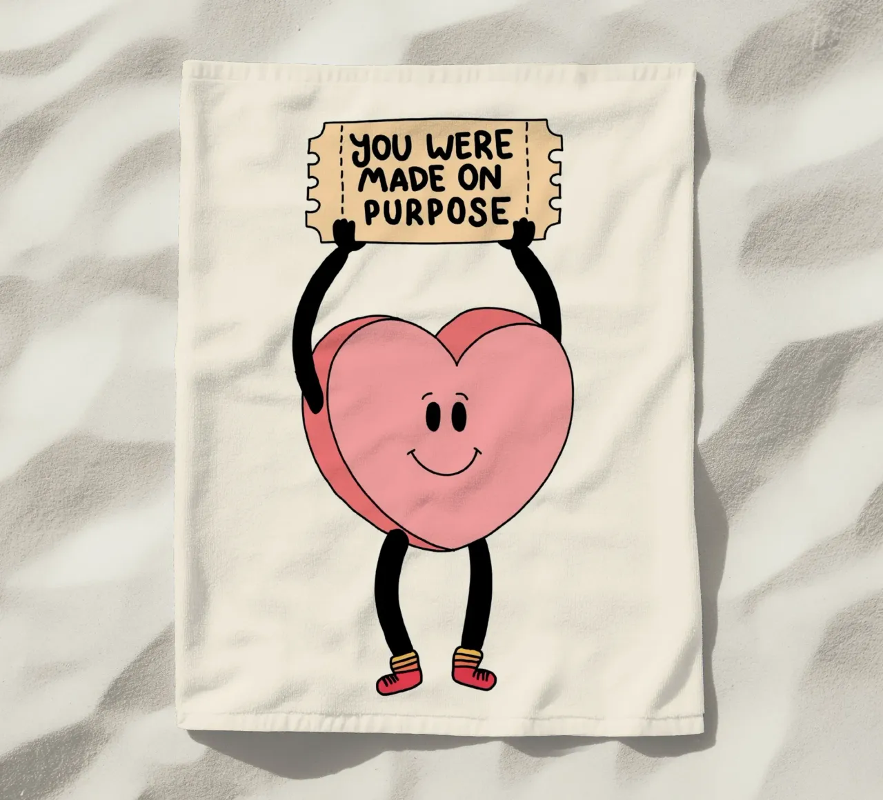 Tu as été créé dans un but précis, impression d'art avec un cœur mignon serviette de plage de vintagepod