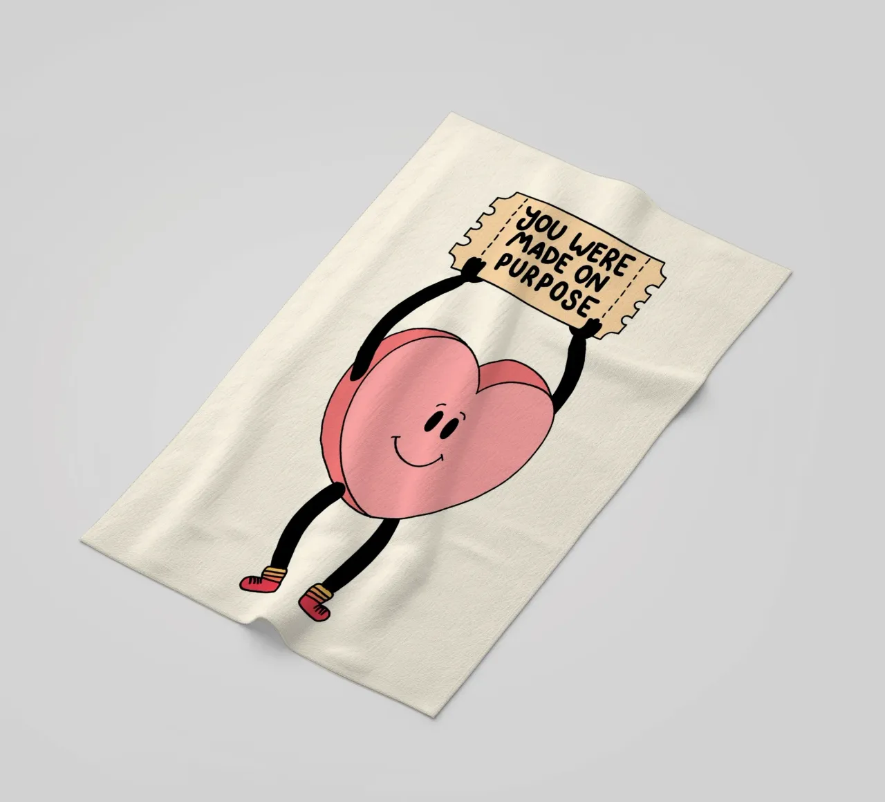 Tu as été créé dans un but précis, impression d'art avec un cœur mignon serviette de plage de vintagepod