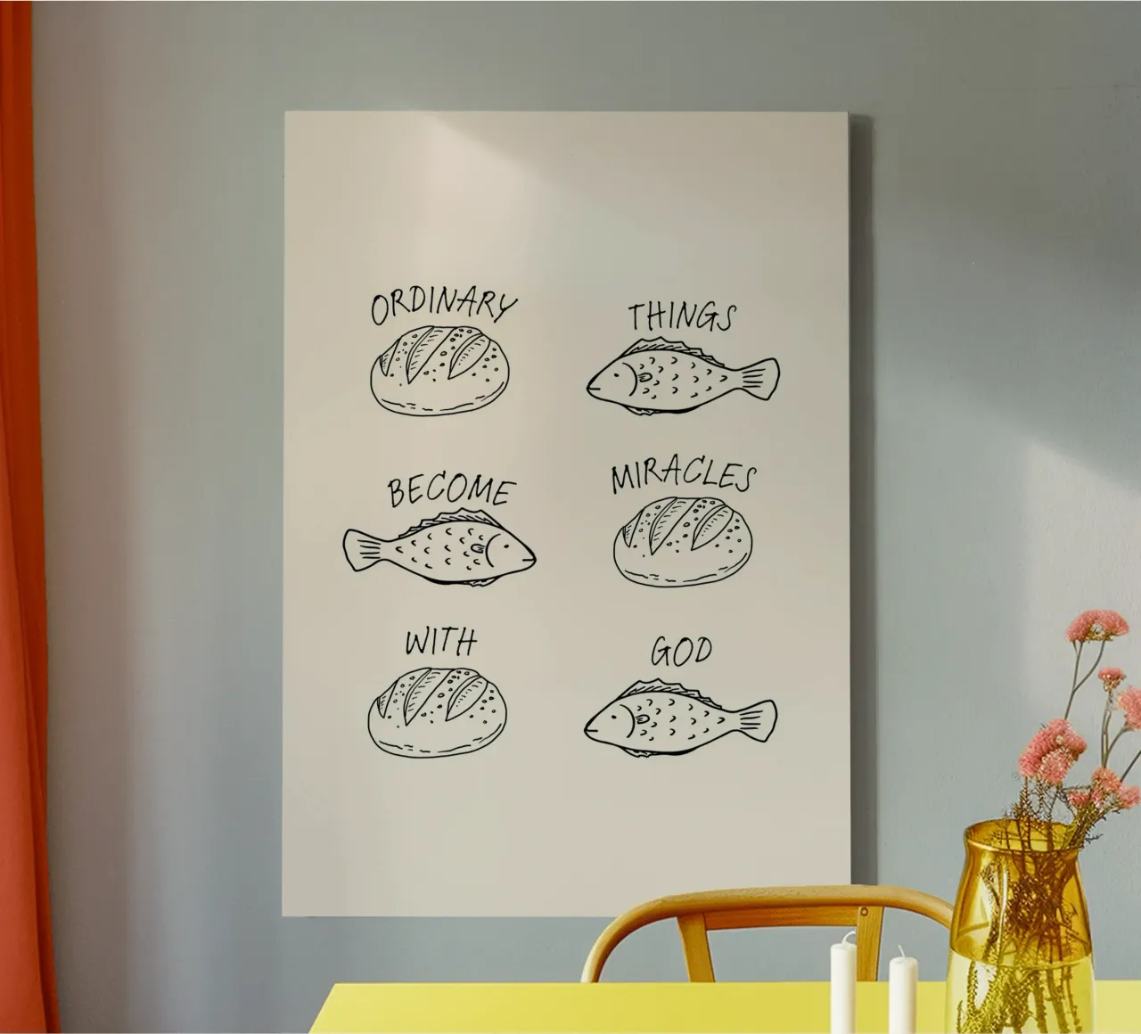 Gewone dingen worden wonderen, Christelijke Kunstdruk canvas met Baklijst van vintagepod