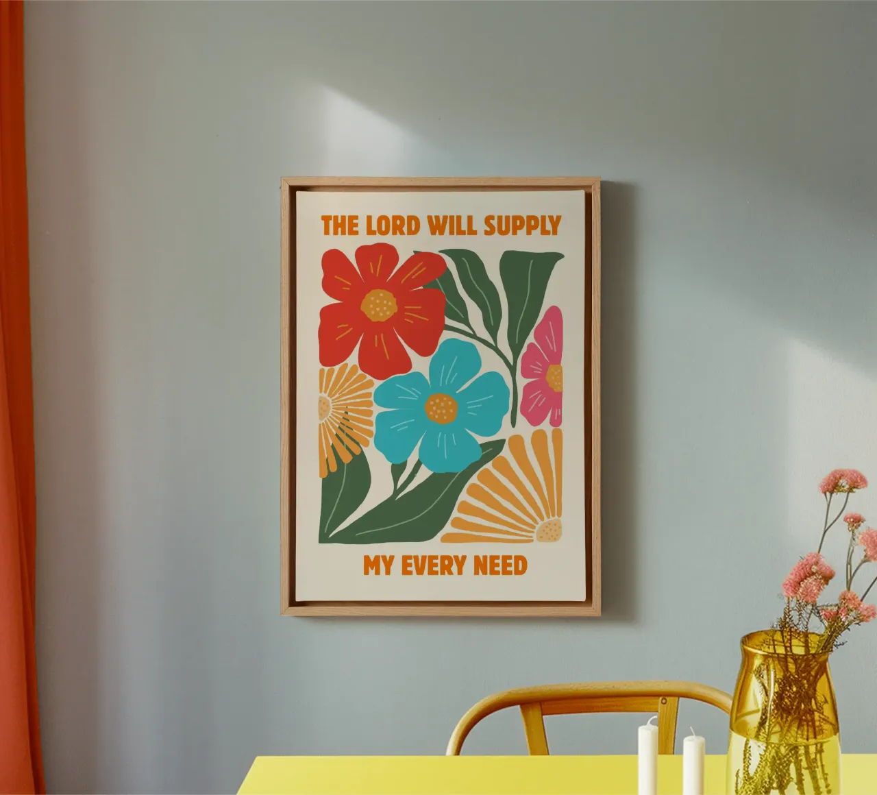 The Lord Will Supply My Every Need, Floral Art Print canvas with Floater frame by vintagepod
