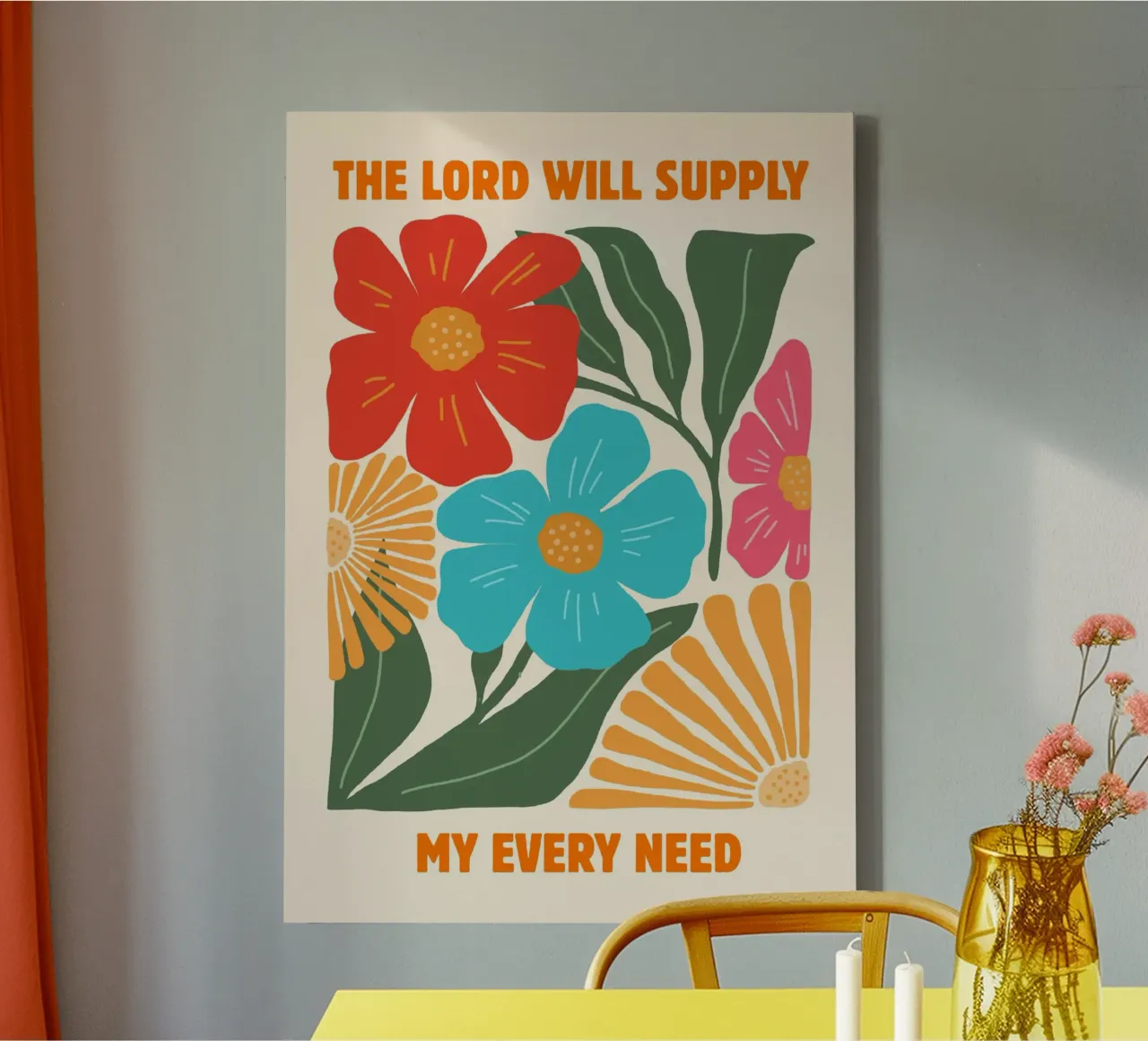 The Lord Will Supply My Every Need, Floral Art Print canvas with Floater frame by vintagepod
