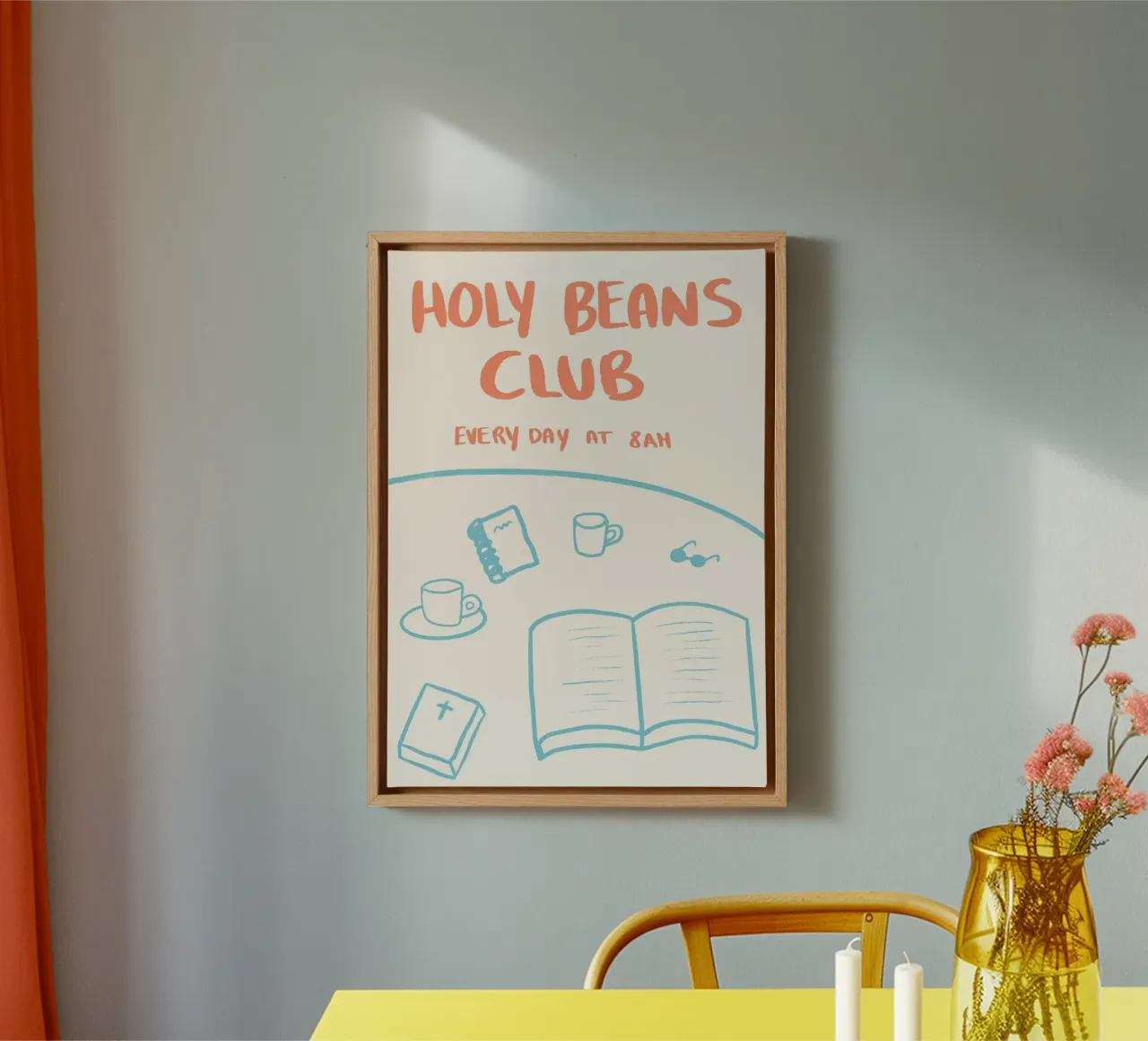Club Holy Beans, caffè cristiano e studio biblico tela con Cornice a cassetta da vintagepod