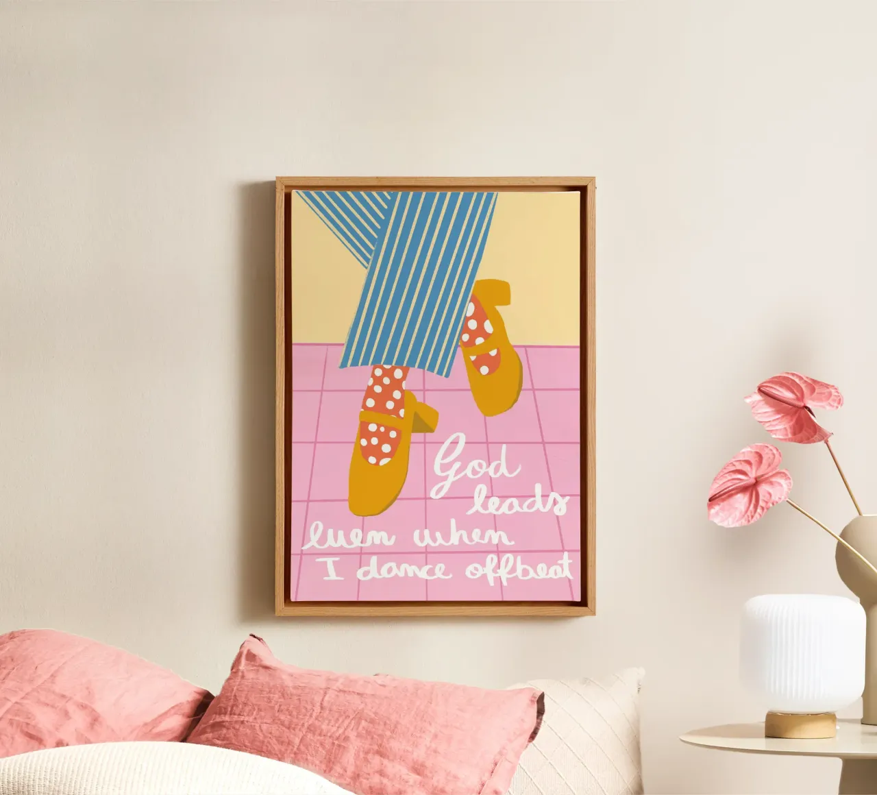 God Leads Even When I Dance Offbeat, Art Print canvas with Floater frame by vintagepod