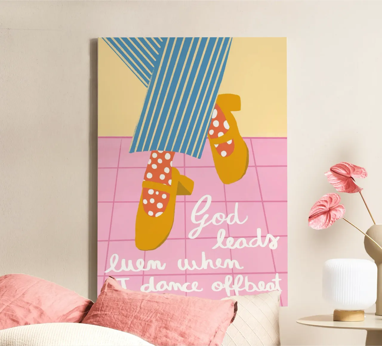 God Leads Even When I Dance Offbeat, Art Print canvas with Floater frame by vintagepod
