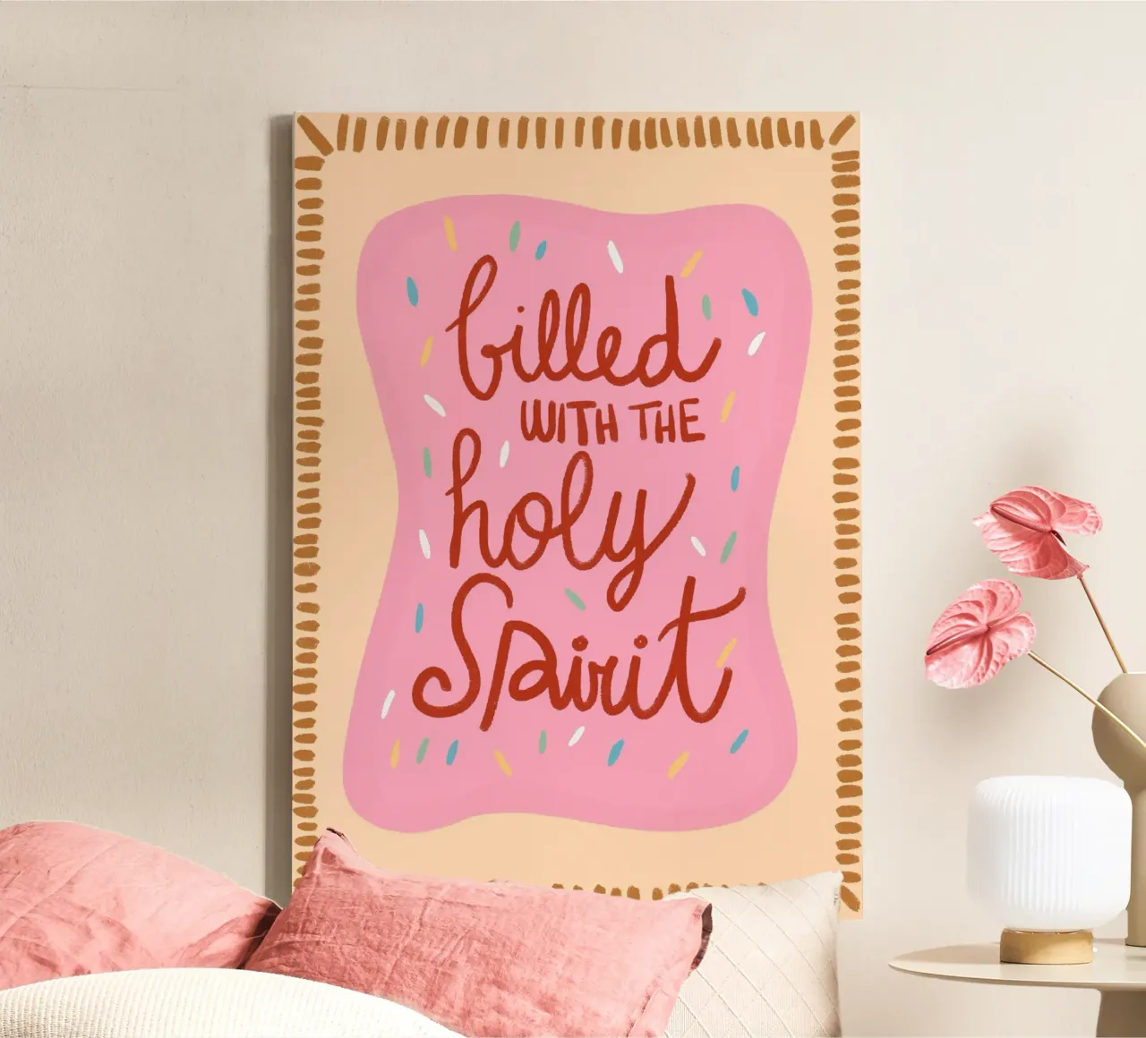 Gevuld met de Heilige Geest, Iced Cookie Art Print canvas met Baklijst van vintagepod