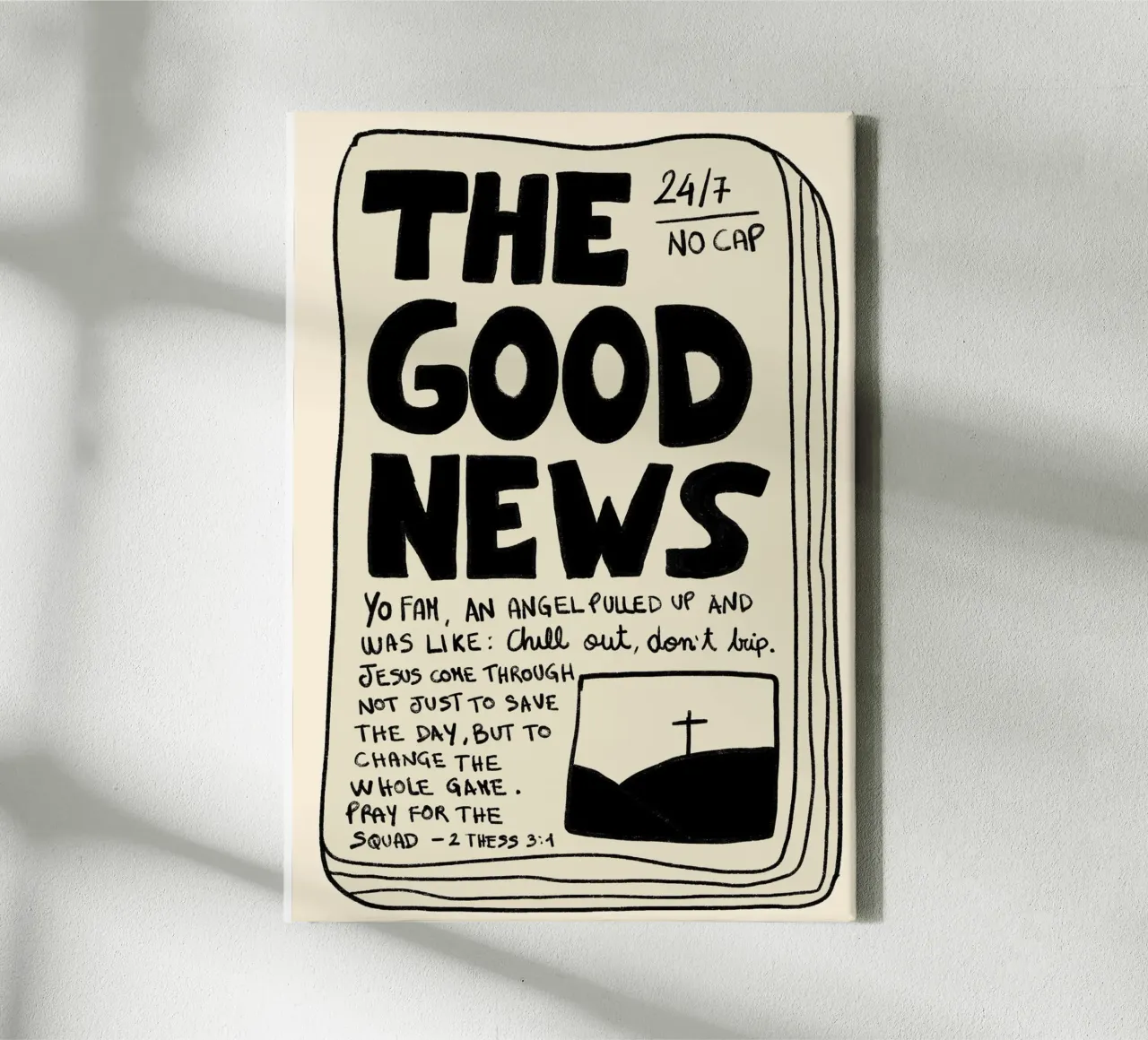 The Good News 24/7, Christian Newspaper Art Print canvas with Floater frame by vintagepod