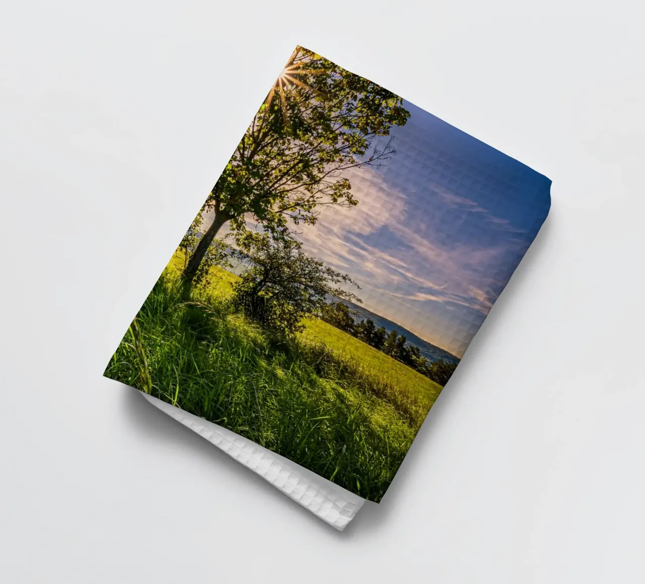 Étoile du soleil à travers un arbre à feuilles caduques torchon de Marcus Beckert | Fotografie