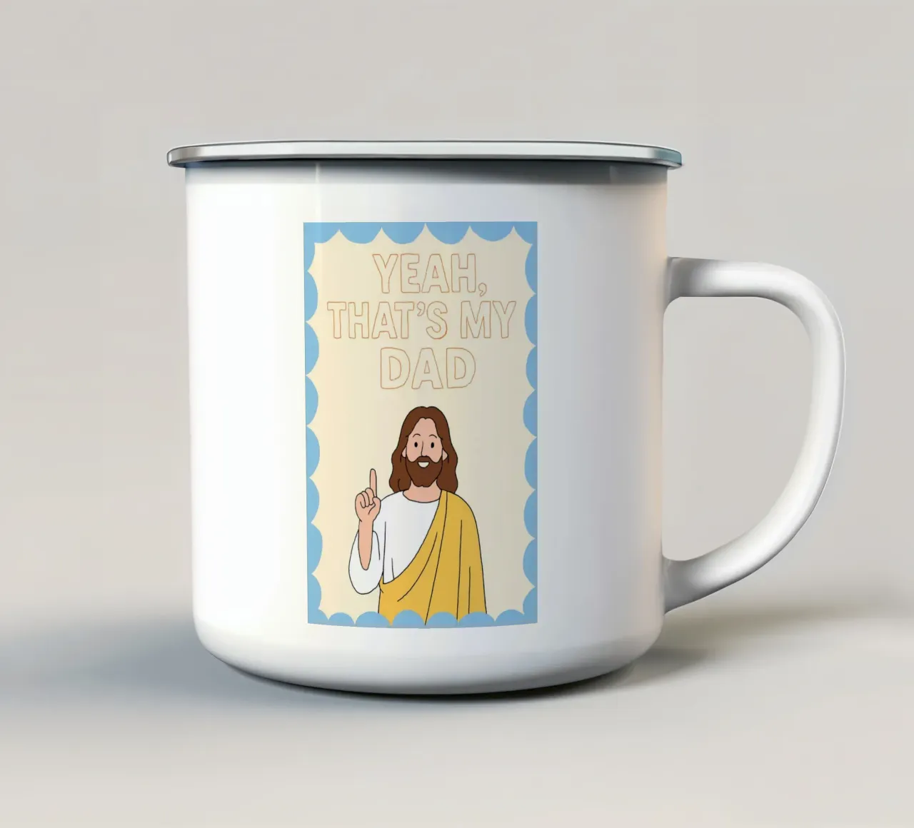 Yeah, dat is mijn vader, grappige christelijke kunstdruk emaille mok van vintagepod