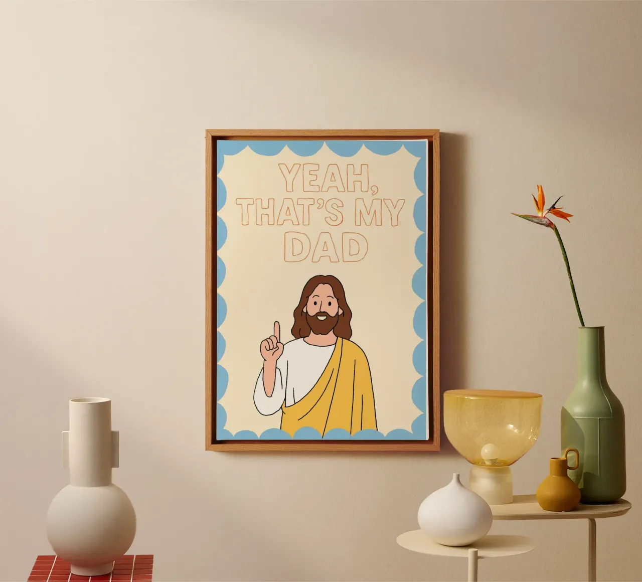 Yeah, That's My Dad, Funny Christian Art Print canvas with Floater frame by vintagepod