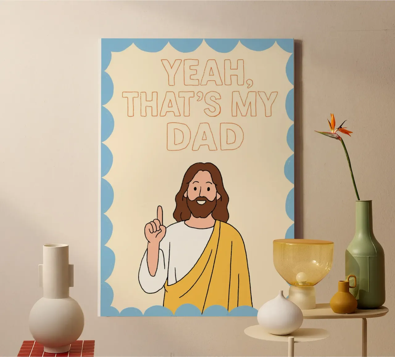 Yeah, That's My Dad, Funny Christian Art Print canvas with Floater frame by vintagepod